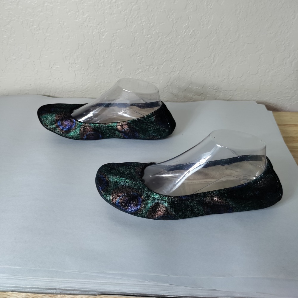The Storehouse Flats Womens 9 Peacock Metallic Leather Ballet Flats Green Blue